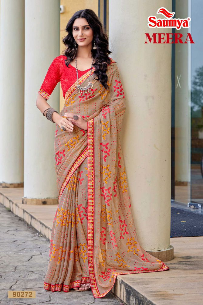 Meera By Saumya Printed Daily Wear Chiffon Saree Suppliers In Mumbai